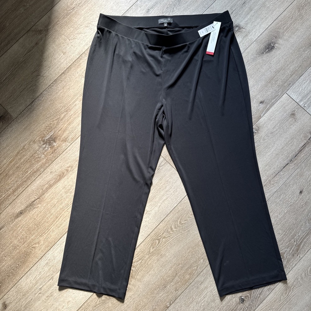 Talbot Women's 3XP Plus Petite Pants Knit Jersey Black Stretch Pants NWT #946